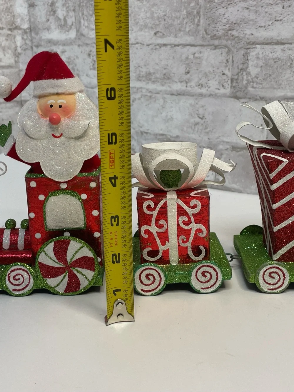 Pier 1 Metal Christmas Train Candle Holder Santa 3 Piece Very Rare HTF 11”